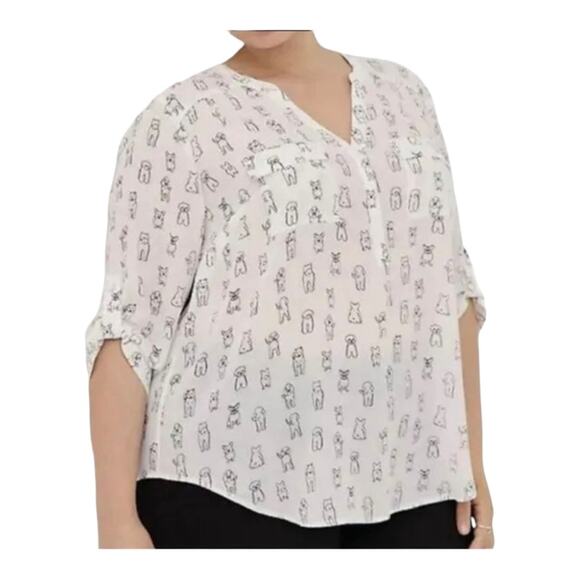 Torrid Harper Georgette Dog Print Blouse - Picture 1 of 6